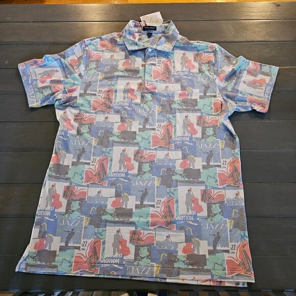 Peter Millar Other - NWT Peter Millar Men'S Crown Crafted Jazz Print Musical Polo Shirt Size XL